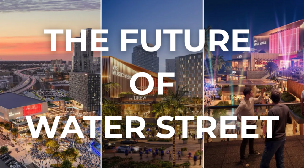 Aerial view of the Downtown Tampa Entertainment District highlighting walkable lifestyle development near Channelside