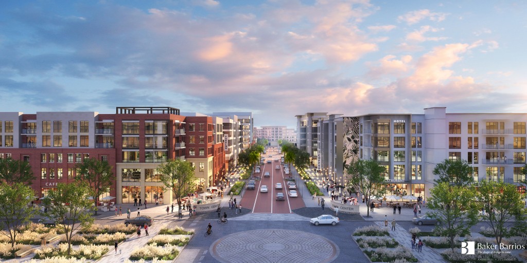 Planned development rendering showing future growth in Villages of Pasadena Hills