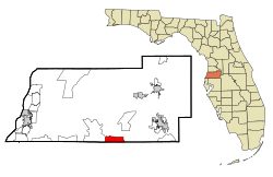 Map showing Villages of Pasadena Hills location in Pasco County
